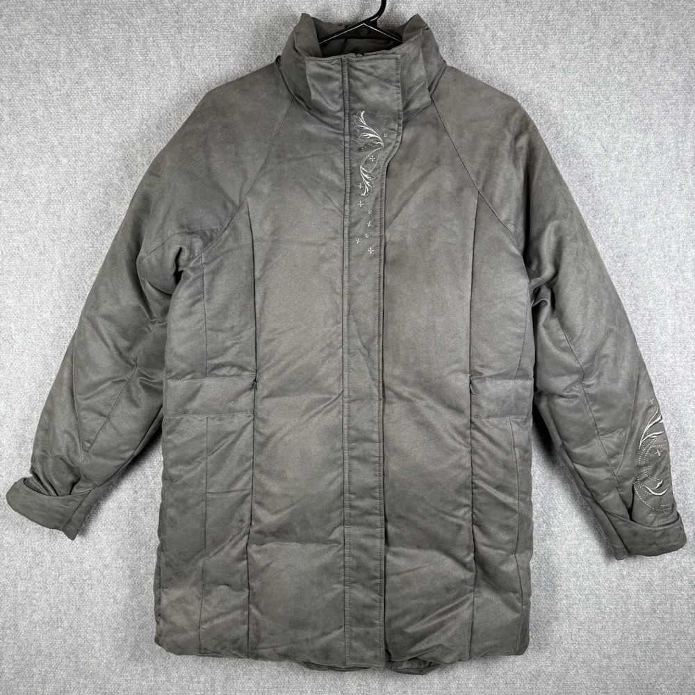 Cabela's Down Parka Jacket Womens Size Medium Gray Goose Down Arctic Coat